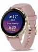 Garmin Venu 3S Soft Gold Stainless Steel Bezel with Dust Rose Case and Silicone Band