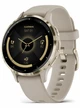 Garmin Venu 3S Soft Gold Stainless Steel Bezel with French Gray Case and Silicone Band