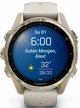 Garmin Fenix8 – 43 mm, AMOLED Sapphire, Soft Gold with Fog Gray/Dark Sandstone Silicone Band
